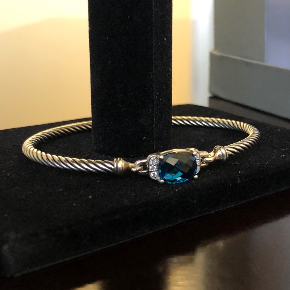 David Yurman Blue Topaz and Diamonds Bracelet